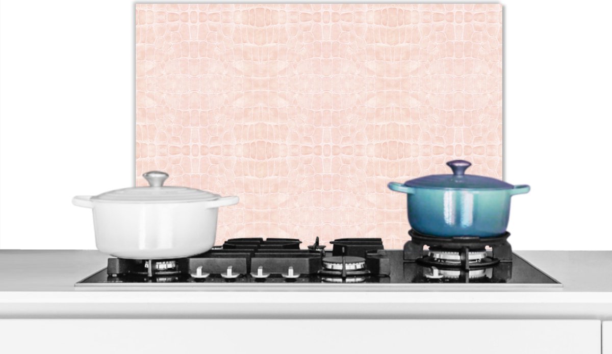 Spatscherm keuken 70x50 cm - Kookplaat achterwand Inductie beschermer - Leer - Structuur - Dierenhuid - Muurbeschermer - Spatwand fornuis - Hoogwaardig aluminium