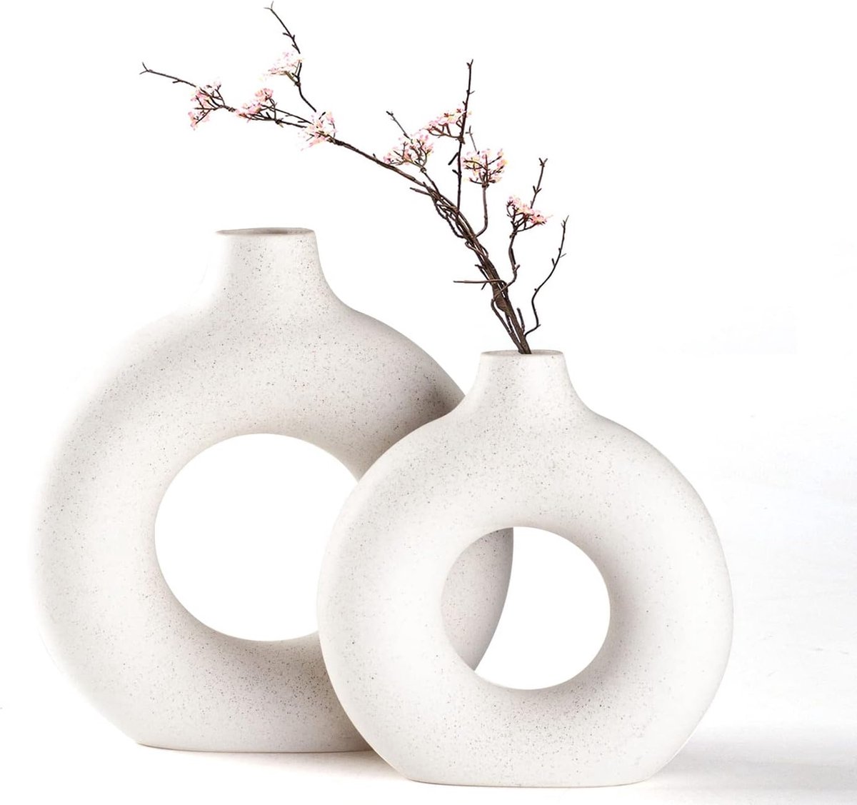 Vazen voor pampasgras, creatieve vaas voor modern interieur, handgemaakte vaas, keramiek, voor gedroogde bloemen, kunsthandwerk, kantoordecoratie, huisdecoratie, vazenset, wit