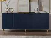 Buffetkast met 4 deurtjes van mdf en staal - Blauw en goudkleurig - YESINIA L 190 cm x H 80 cm x D 45 cm