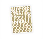 Cijfer stickers / Plaknummers - Stickervel Set - Metallic Goud - 3cm hoog - Geschikt voor binnen en buiten - Standaard lettertype - Mat