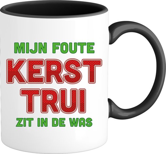 Foto: Mijn foute kersttrui zit in de was foute kersttrui kerstcadeau dames heren unisex kleding grappige kerst outfit mok zwart