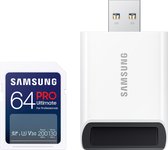 Samsung PRO Ultimate - SD Kaart met Kaartlezer - Geheugenkaart Camera - 200 & 130 MB/s - 64 GB