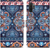 Cadorabo Hoesje geschikt voor Samsung Galaxy NOTE 10 PLUS - Design Blauwe Mandala No. 1 - Beschermhoes Case Cover met magnetische sluiting, standaardfunctie en kaartvakje