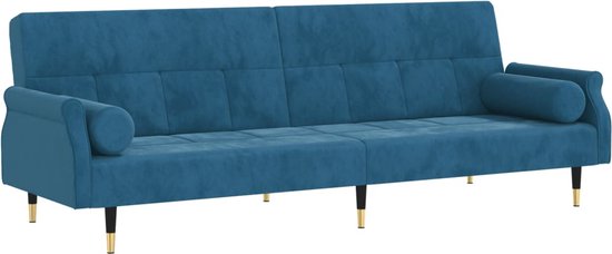 vidaXL - Slaapbank - met - kussens - fluweel - blauw