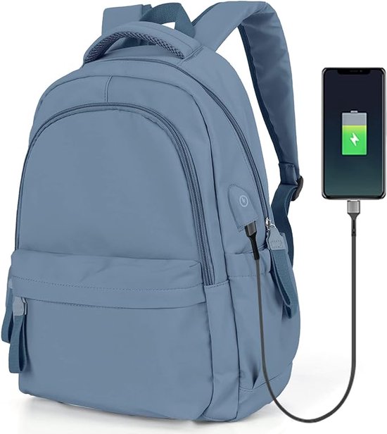 SHOP YOLO-laptop rugzak- waterdicht met USB - schoolrugzak met laptopvak-14 inch-KoningsBlauw