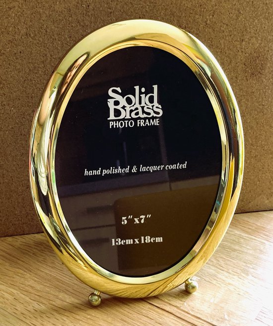 Fotokader - Solid Brass Photo Frame - Ovaal Goud met 2 voetjes - 13 x 18cm