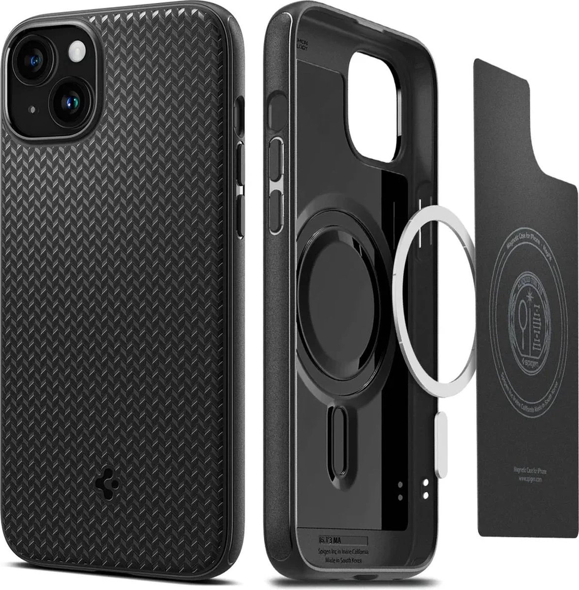 Geschikt voor Spigen Apple iPhone 15 Geschikt voor Mag Back Cover Hoesje - Zwart