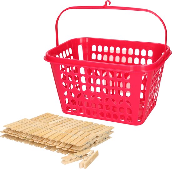 PlasticForte Wasknijpers ophang mandje aan haak - 23 x 17 x 13 cm - oud PlasticForte Wasknijpers ophang mandje aan haak - 23 x 17 x 13 cm - oud
