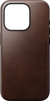Nomad Modern Leather Case - Hoesje voor iPhone 15 Pro - Horween leder - Geschikt voor MagSafe en draadloos opladen - Rustiek bruin