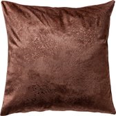 Bruine fluwelen kussenhoes met een subtiele, organische structuur, 45x45 cm.