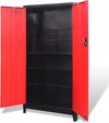 vidaXL - Gereedschapskast - met - 2 - deuren - 90x40x180 - cm - staal - zwart - en - rood