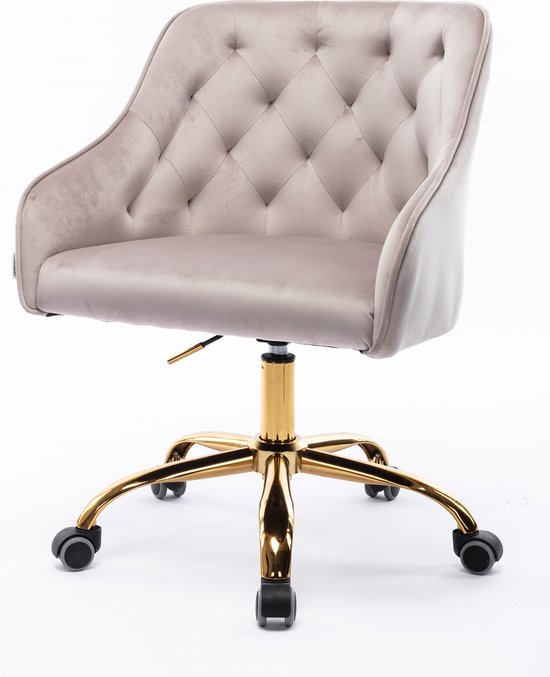 Nout-Mae bureaustoel bouclé beige - wit onderstel