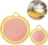 Set van 2 geweven katoenen placemats, onderzetters, warmte-isolatie, pannenlappen, ophangbaar, wasbaar, watermeloen, 18 cm, 30 cm (oranje)