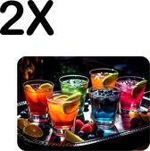 BWK Luxe Placemat - Gekleurde Cocktails op een Dienblad - Set van 2 Placemats - 40x30 cm - 2 mm dik Vinyl - Anti Slip - Afneembaar
