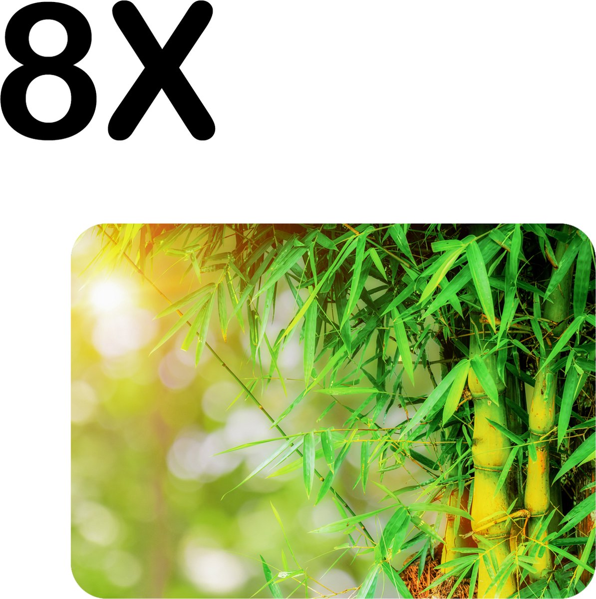 BWK Flexibele Placemat - Groene Bamboo - Set van 8 Placemats - 40x30 cm - PVC Doek - Afneembaar