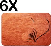 BWK Flexibele Placemat - Hartjes van Schaduw - Set van 6 Placemats - 45x30 cm - PVC Doek - Afneembaar