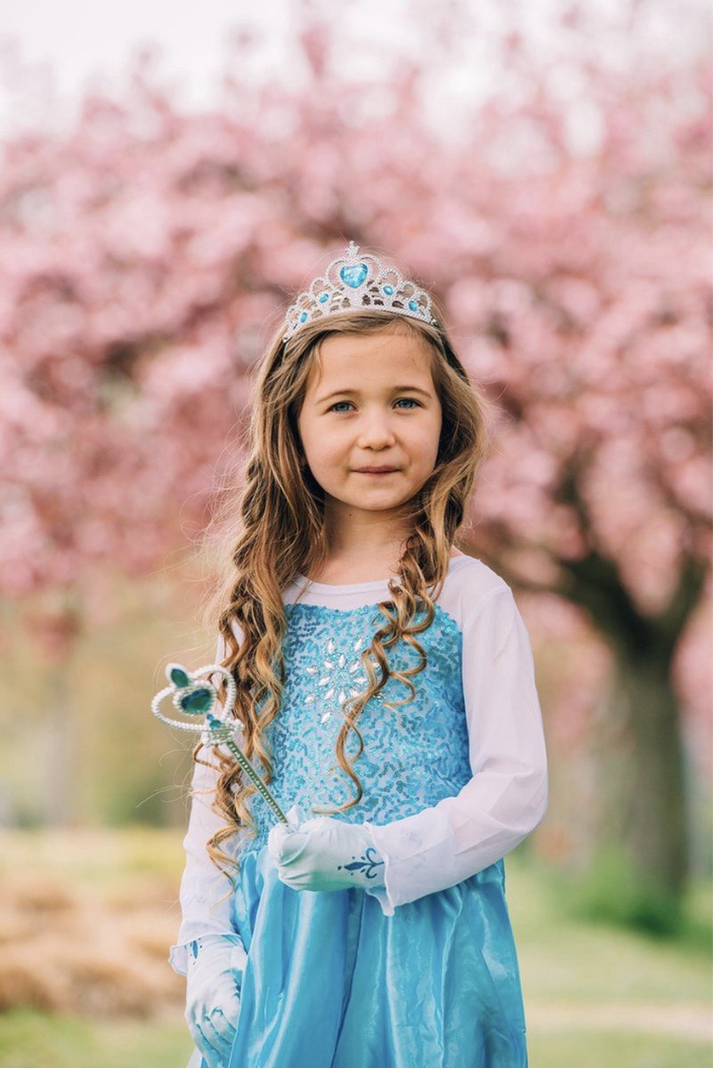 Het Betere Merk prinsessenjurk meisje - 98/104 - inclusief tiara - verkleedkleding meisje - Elsa kleed — afbeelding 7