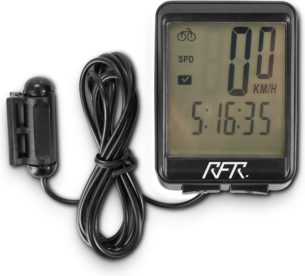 RFR CMPT Fietscomputer - 12 Functies - Achtergrondverlichting - Stopwatch - Automatische Aan/Uit Functie - Zwart