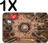 BWK Luxe Placemat - Koffie molens en Schepjes - Set van 1 Placemats - 45x30 cm - 2 mm dik Vinyl - Anti Slip - Afneembaar