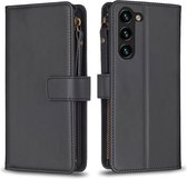 9 Pas - Luxe BookCover Wallet Etui geschikt voor Samsung Galaxy S23 PLUS Zwart