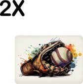 BWK Luxe Placemat - Getekende Honkbal Handschoen - Set van 2 Placemats - 35x25 cm - 2 mm dik Vinyl - Anti Slip - Afneembaar