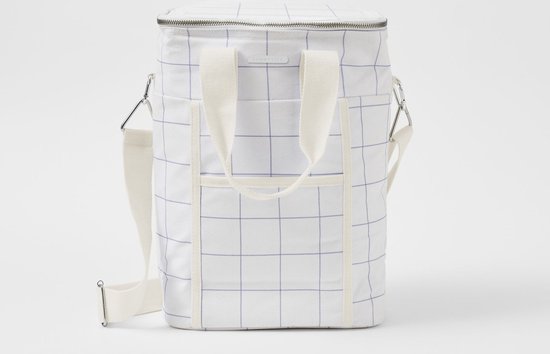 Sunnylife - Picnic Koeltas Canvas Drank Isolerend 8,5 liter Check Coconut - Katoen - Wit van Sunnylife — afbeelding 3