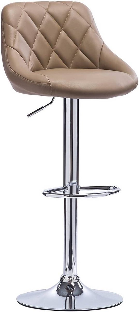 Happyment Designer Barkruk Erlo - Met rugleuning - Stevig - Ergonomische barstoel - Zithoogte 60 - 82cm - Beige - Set van 1 - Keuken en bar - In hoogte verstelbaar