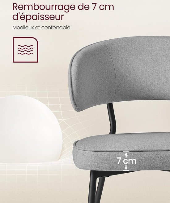 chairus Keukenstoelen, set van 2, kunstbont, eetkamerstoelen zonder armleuning, moderne accentstoelen voor eetkamer, gestoffeerde stoelen, woonkamer, keuken (wit
