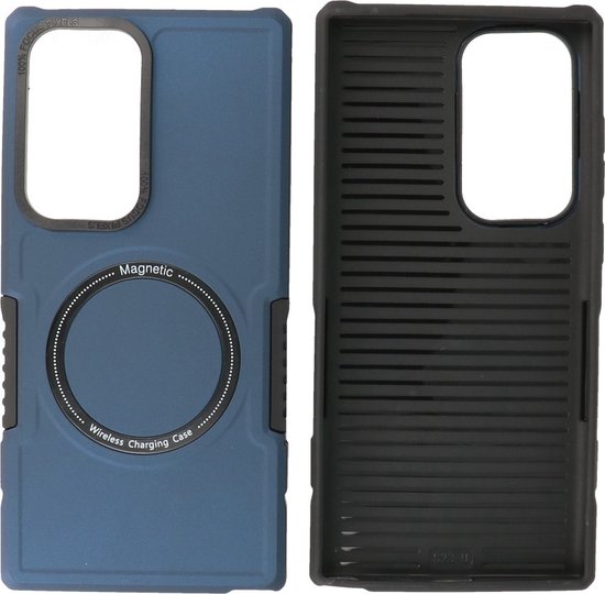 Hoesje Geschikt voor Samsung Galaxy S23 Ultra - MagSafe Hoesje - Shockproof Back Cover - Navy