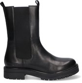 Braqeez 423557-589 Meisjes Chelsea Boots - Zwart - Leer - Elastiek Met Rits