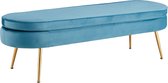 Poef Chanelle Blauw - Velours - Breedte 142 cm - Diepte 45 cm - Hoogte 41 cm