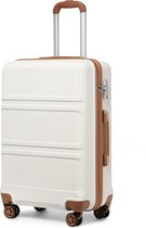 Handbagagekoffer trolleys 55 cm lichte harde koffer met 4 wielen en TSA-slot, 55 x 40 x 22 cm, 39 liter, dubbele wielen, trolleykoffer, ABS harde schaal (crèmewit, M)