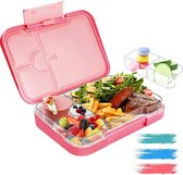 Broodtrommels met vakken, Bento Box met 4 of 6 variabele vakken, robuuste snackbox, BPA-vrije lunchbox voor kinderen, snackbox voor picknick, roze