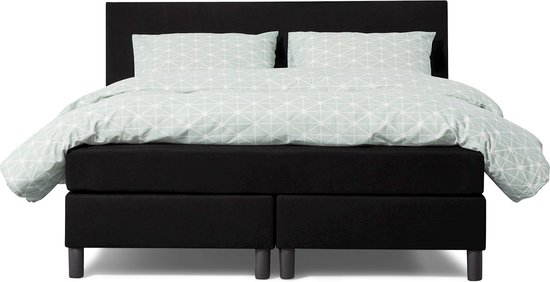 Beter Bed Basic Box Owen vlak met gestoffeerd matras - 160 x 200 cm - zwart