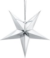 Décoration étoile de Noël lanterne étoile argent 45 cm - Décoration suspendue étoiles de Noël argent 45 cm