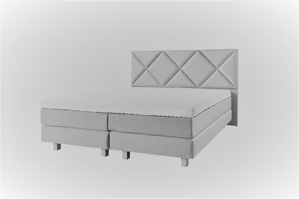 Boxspring Luxe 200x200 Ruiten Wit Lederlook