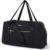 Reistas Handbagage, weekender damesnachttas grote draagtas met schoenenvak, laptopvak, elektronica, zwart