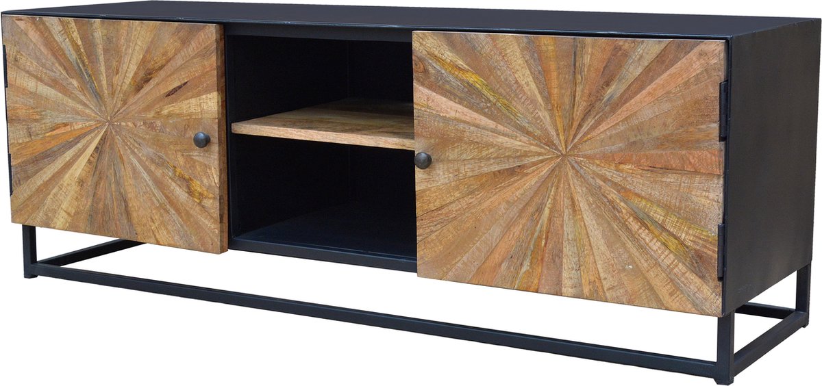 Notio Living Madira|TV-lowboard 2 deuren mango Zwart