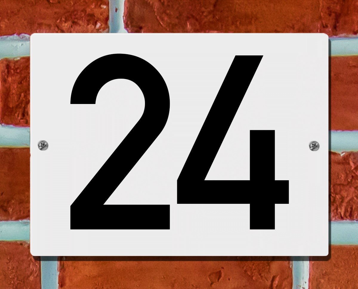 Huisnummerbord Wit - Nummer 24 - 15 x 12 cm - incl. bevestiging | - naambord - nummerbord - voordeur