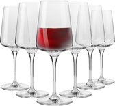 Rode wijnglazen | Elegant ontwerp | Set van 6 glazen | 500 ML | Traditioneel vakmanschap | Perfect voor thuis, restaurant en feesten | voor de vaatwasser