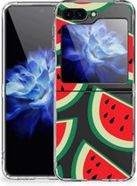 Telefoon Hoesje Geschikt voor Samsung Galaxy Z Flip 5 Hoesje Bumper Doorzichtig Watermelons