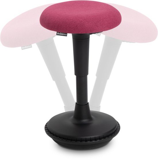 Wobblez® Wiebelkruk - Ergonomische kruk voor Zit Sta Bureau met een hoogte 80-95 cm - kruk in hoogte verstelbaar van 55-75 cm - Zwarte wiebelkruk met Fuchsia zitting