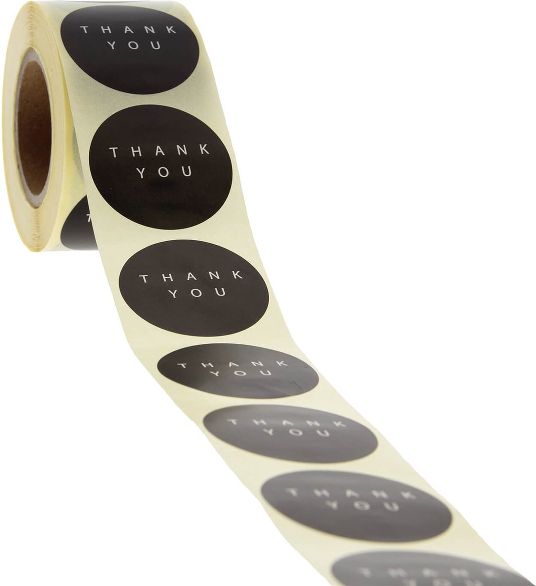 Cadeau stickers - 500 stuks - 'Thank You' Zwart 40mm - Stickers volwassenen - Sluitstickers - Sluitzegel - Ronde stickers op rol