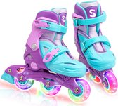 Suotu Inline Skates - Maat 34-37 - lichtgevende wielen - Blauw