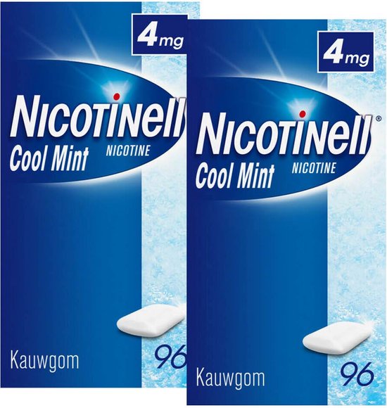 2x Nicotinell Kauwgom Cool Mint 4 mg 96 stuks