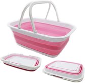 9,2 l opvouwbare handige badkuip - draagbare picknickmand / krater - opvouwbare boodschappentas - ruimtebesparende opbergcontainer (wit/roze)