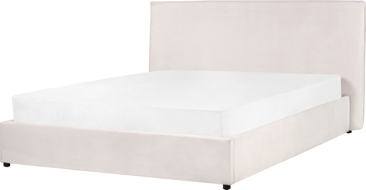 BELIANI LAVAUR - Bed met opbergruimte - Gebroken wit - 160 x 200 cm - Fluweel