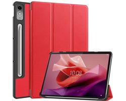 Tablethoes geschikt voor Lenovo Tab P12 Hoesje - Tri-Fold Book Case met Wake/Sleep - Rood