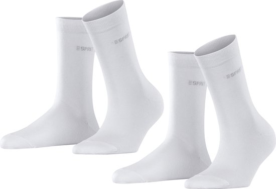 ESPRIT Uni Lot de 2 paires de chaussettes pour femmes en Katoen biologique durable blanc - Taille 35-38