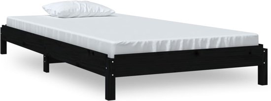 vidaXL - Bed - stapelbaar - 75x190 - cm - massief - grenenhout - zwart